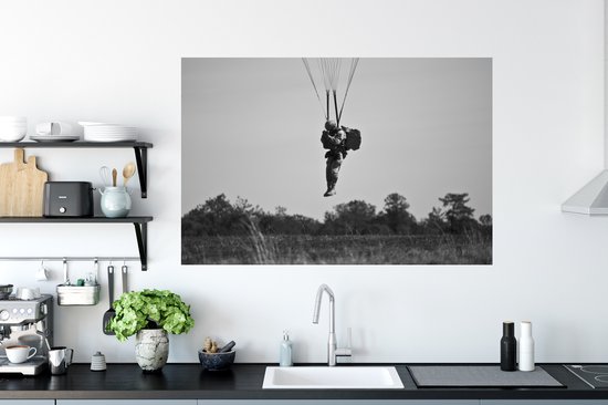 Stickers muraux - Film autocollant - Amérique - Zwart - Wit - Parachute - 120x80 cm - Film adhésif - Stickers muraux chambre d'enfant - Papier peint autocollant - Papier peint autocollant - Film autocollant