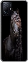 Geschikt voor Xiaomi 11T Pro hoesje - Paarden - Fries - Manen - Zwart - Dieren - Siliconen Telefoonhoesje