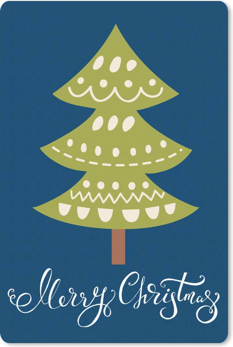 Muismat  - Illustratie van een kerstboom met de quote Merry Christmas muismat rubber - 18x27 cm - Muismat met foto