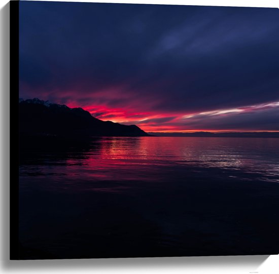 WallClassics - Toile - Ciel rose sur mer - 60x60 cm Photo sur toile (Décoration murale sur toile)