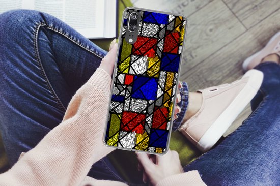 Coque Huawei P20 - Mondrian - Glas - Oude Meesters - Oeuvre - Abstrait - Peinture - Coque de téléphone en Siliconen