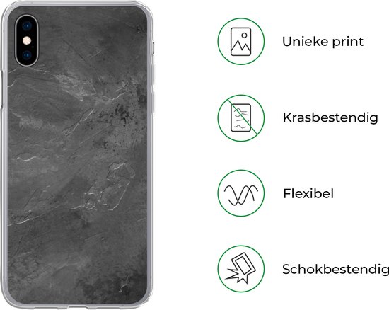 Convient pour coque iPhone Xs - Structure - Ciment - Impression béton - Grijs - Vintage - Coque de téléphone en Siliconen