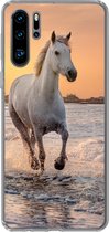 Geschikt voor Huawei P30 Pro hoesje - Paarden - Zon - Zee - Strand - Dieren - Siliconen Telefoonhoesje