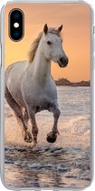 Geschikt voor iPhone Xs hoesje - Paarden - Zon - Zee - Strand - Dieren - Siliconen Telefoonhoesje