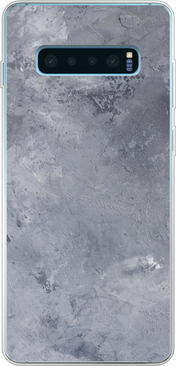 Telefoonhoesje Geschikt voor Samsung Galaxy S10 Plus hoesje - Leisteen - Beton print - Retro - Structuren - Grijs - Rustiek - Siliconen Telefoonhoesje Telefoonhoesje