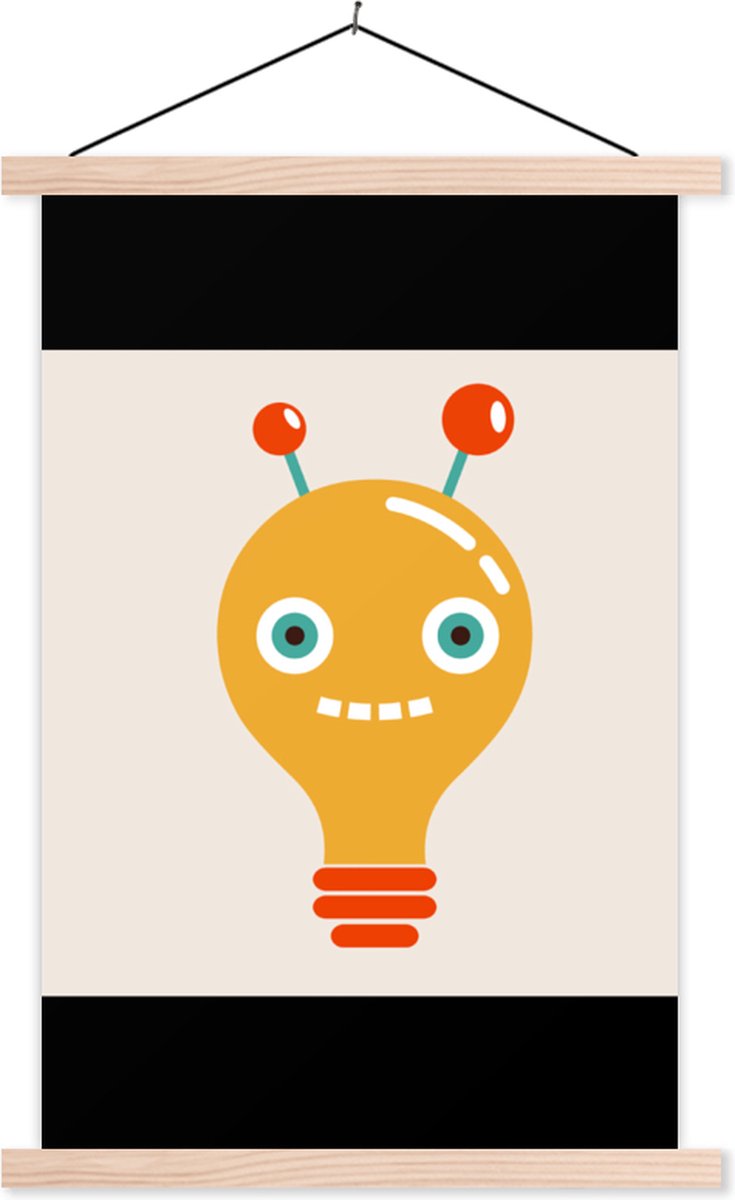 Posterhanger incl. Poster 60x90 cm - Schoolplaat - Robot - Gloeilamp - Gezicht - Antenne -