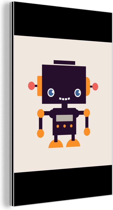 Décoration murale Métal - Peinture Aluminium Industriel - Robot - Antenne - Oranje - Beige - Enfant - Kids - 100x150 cm - Dibond - Photo sur aluminium - Décoration murale industrielle - Pour le salon/chambre