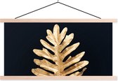Posterhanger incl. Poster 120x60 cm - Schoolplaat - Bladeren - Herfst - Goud - Zwart - Natuur - Luxe - Textielposter - Blanke latten