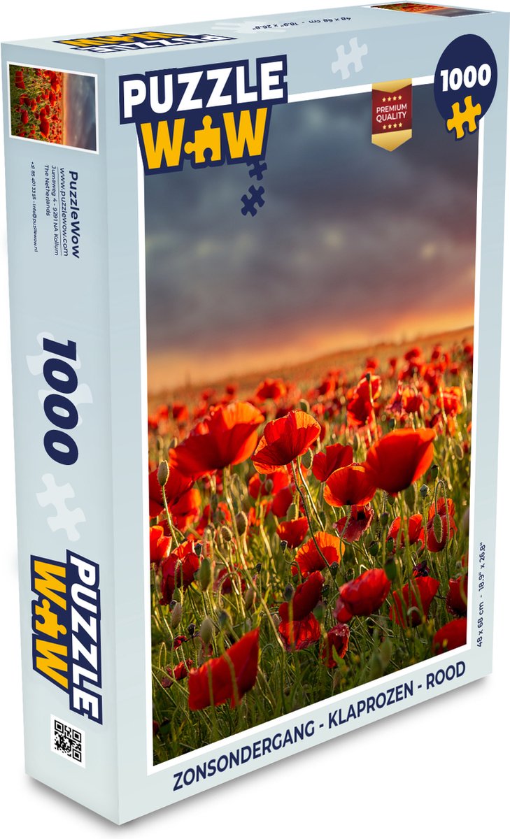 Puzzle Sunset - Coquelicots - Rouge - Fleurs - Champ - Nature - Puzzle -  Puzzle 1000... | bol