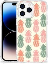 Backcase TPU Siliconen Hoesje Geschikt voor iPhone 14 Pro Max Telefoon Hoesje met doorzichtige rand Ananas