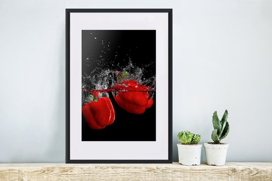 Cadre photo avec affiche - Paprika - Nature morte - Water - Rouge - 40x60 cm - Cadre pour affiche - Décorations de Noël - Décoration de Noël pour l'intérieur - Noël