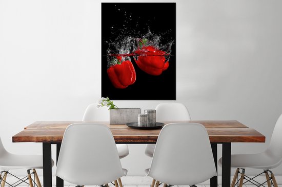 Cadre photo avec affiche - Paprika - Nature morte - Water - Rouge - 60x80 cm - Cadre pour affiche - Décorations de Noël - Décoration de Noël pour l'intérieur - Noël