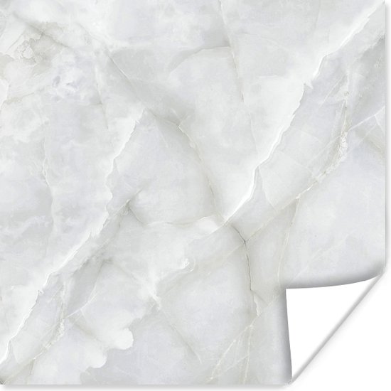 Poster Marbre - Wit - Motifs - Pierre - Aspect marbre - 50x50 cm