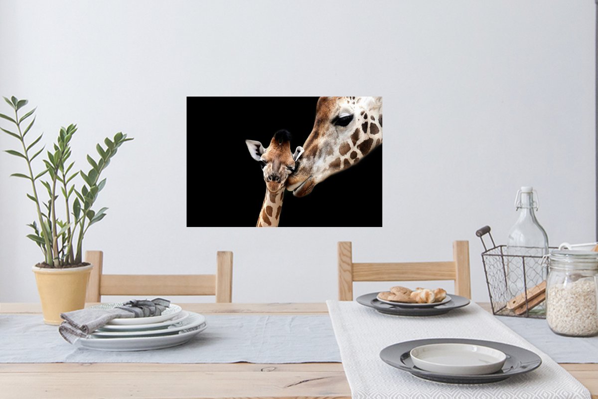 Muurstickers - Sticker Folie - Giraffe - Dieren - Zwart - Portret - Dieren - 60x40 cm - Pl