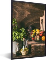 Cadre photo avec poster - Légumes - Herbes - Rustique - Nature morte - Basilic - 40x60 cm - Cadre pour poster - Décorations de Noël - Décoration de Noël pour l'intérieur - Noël