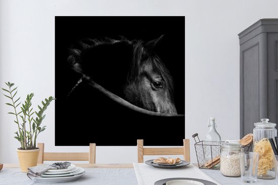 Stickers muraux - Sticker Feuille - Paarden - Portrait - Zwart - Animaux - 120x120 cm - Feuille Adhésive - Stickers muraux Chambre Enfant - Papier Peint Auto Adhésif XXL