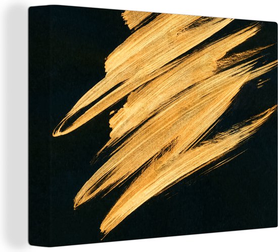 Tableau sur toile Or - Peinture - Rayures - Luxe - Abstrait - 80x60 cm - Décoration murale