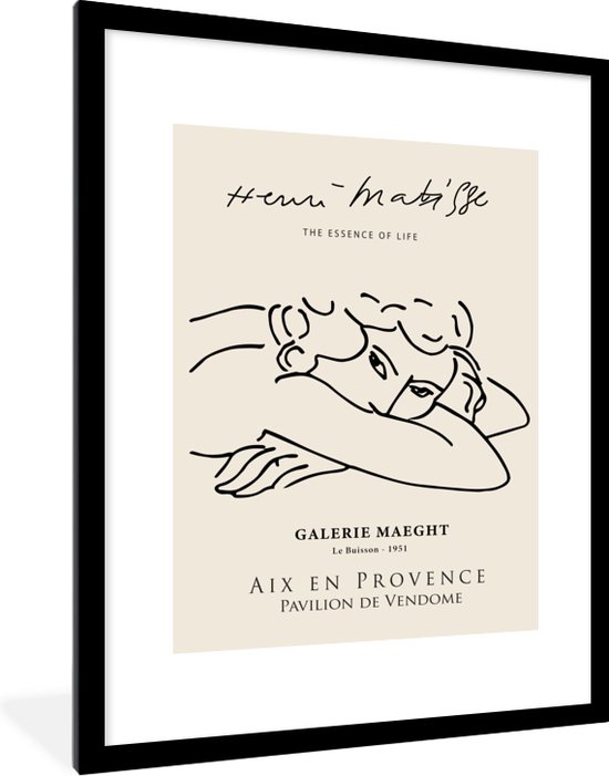 Cadre photo avec affiche - Matisse - Femme - Portrait - Line au trait - 60x80 cm - Cadre pour affiche