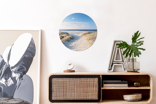 Cercle mural - Cercle mural - Plastique - Tableau rond - Décoration murale ronde - Mouette - Mer - Dunes - Cercle mural plage - Tableaux ronds - 30x30 cm - Décoration murale ronde