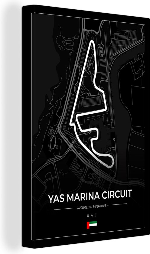 Tableau sur toile Race Track - Yas Marina Circuit - Circuit - F1 - Abu Dhabi - Zwart - 60x90 cm - Décoration murale