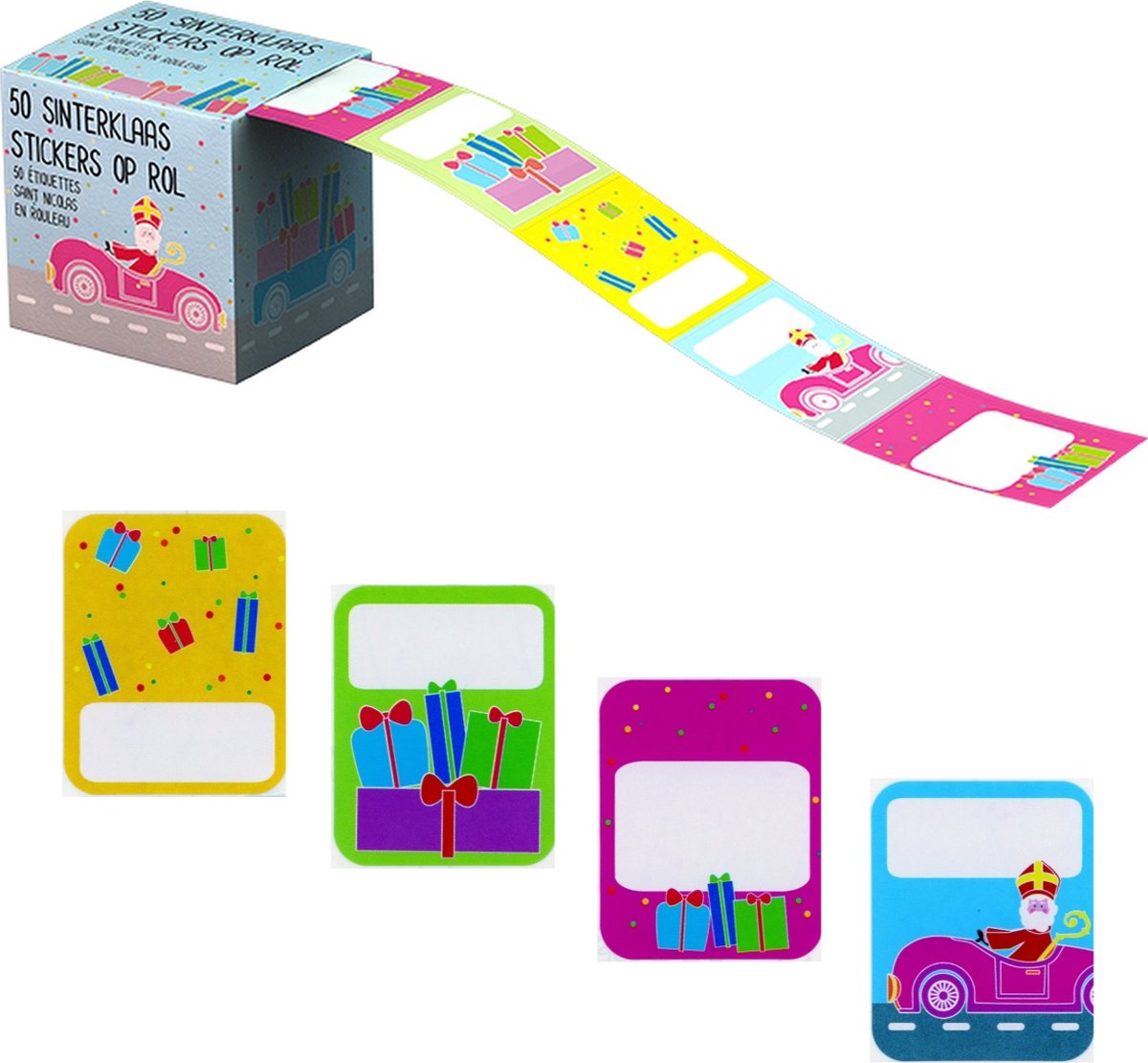 Sint Stickers - Sinterklaas Naamlabels - Box 50 Stuks