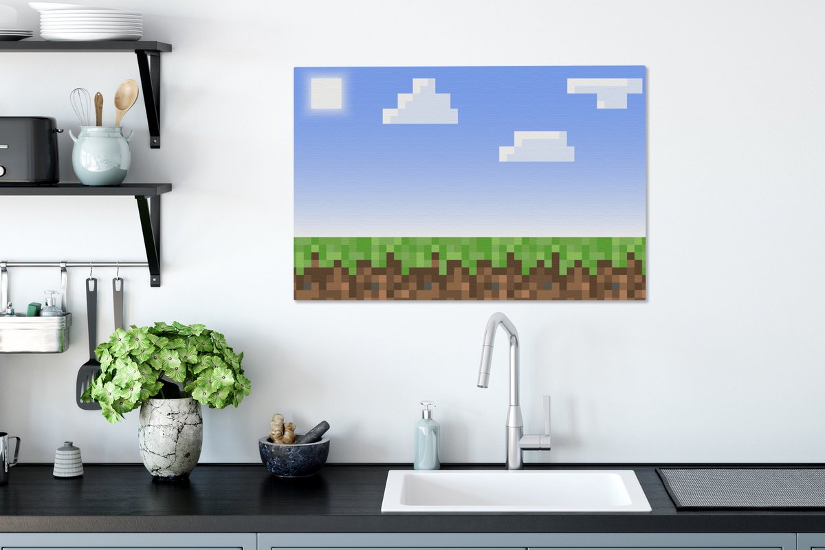 Peinture sur toile Minecraft - Gaming - Pixel - 60x40 cm - Décoration  murale | bol.com