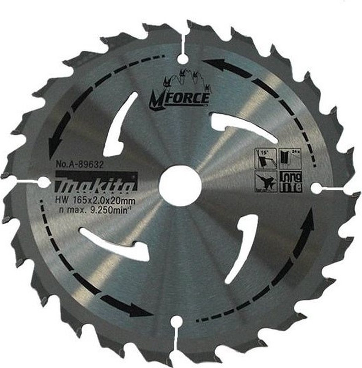 Makita A-89632 M-Force HM zaagblad - Cirkelzaagblad MFORCE - 165X20X2,0 24T15G