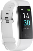 Teymour Activity Tracker HR S5 met Stappenteller en Hartslagmeter - Sporthorloge - Smartwatch voor Dames, Heren en Kinderen - Fitness Tracker - Bloeddrukmeter - Wit