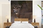 Behang - Fotobehang Herfst - Hert - Gras - Natuur - Dieren - Breedte 160 cm x hoogte 220 cm