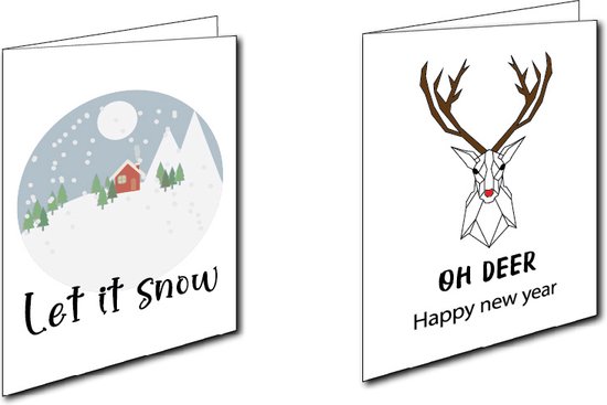 Studio Tuk - Set Van 100 Luxe Dubbele Kerstkaarten Met Enveloppen - 2 Ontwerpen