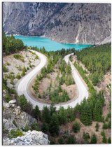 WallClassics - Dibond - S-bend at Blauw Meer - 60x80 cm Photo sur Aluminium (Décoration murale en métal)