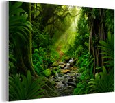 Décoration murale Métal - Peinture Aluminium Industriel - Jungle - Water - Feuilles - Soleil - Nature - 90x60 cm - Dibond - Photo sur aluminium - Décoration murale industrielle - Pour le salon/chambre