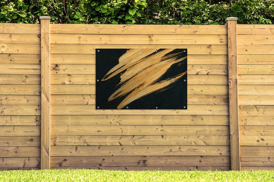 Affiche jardin - Toile jardin - Posters de jardin extérieur - Goud - Peinture - Rayures - Luxe - Abstrait - 120x80 cm - Jardin