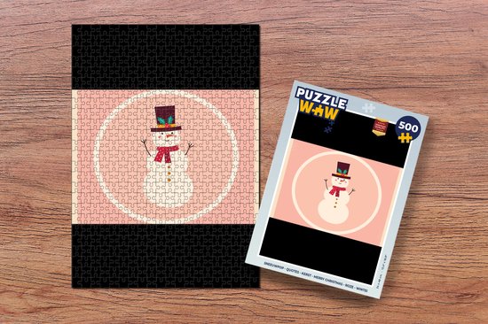 Puzzle Bonhomme de neige - Citations - Noël - Joyeux Noël - Rose - Hiver - Puzzle - Puzzle 500 pièces - Noël - Cadeau - Cadeau de Noël pour hommes, femmes et enfants