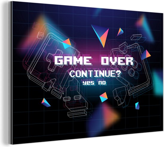 Foto: Wanddecoratie metaal aluminium schilderij industrieel gaming arcade game over zwart blauw gamen 60x40 cm dibond foto op aluminium industri le muurdecoratie voor de woonkamer slaapkamer