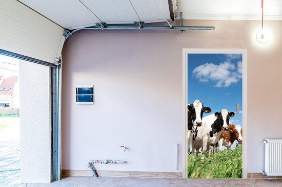 Sticker pour porte Vaches - Campagne - Pâturage - Nature - Animaux - 75x205 cm - Affiche de porte