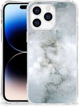 Stevige Telefoonhoesje Geschikt voor Apple iPhone 14 Pro Max Telefoon Hoesje met doorzichtige rand Painting Grey