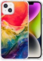 Shockproof Case Geschikt voor iPhone 14 Telefoonhoesje Valbescherming met transparante rand Watercolor Dark
