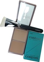 Etude Shaping Contour Palette 2 Shades + CAIRSKIN CS150 Angled Contouring Brush The Buff Collection - Sharp Angled Contouring Shaping Brush - Professional Makeup Visagie Kwast - Premium Synthethic Fibers - Vegan Brush