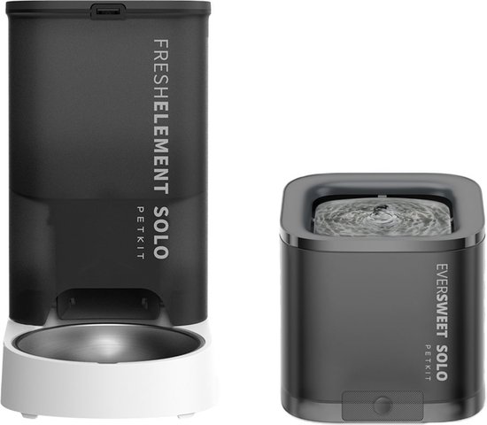 PETKIT® Eversweet SOLO + Element SOLO ZWART – Drinkfontein Kat – Voerautomaat – Met App