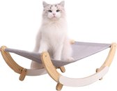 Kattenhangmat - huisdierbed, massief houten schommelstoel, 2-in-1 stoel en hangmatten, kattenmeubelcadeau voor uw kleine tot middelgrote kat en hond