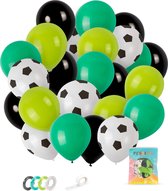 Festivz 40 pièces Ballons de Voetbal Zwart /Vert - Décoration - Décoration de Fête - Zwart - Latex Noir - Vert - Latex Vert - Football Party - Voetbal