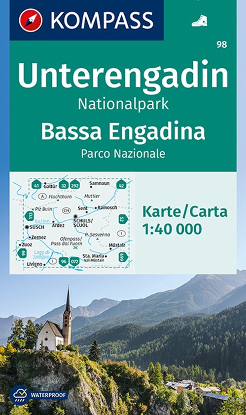 KOMPASS Wanderkarte 98 Unterengadin, Bassa Engadina, Nationa