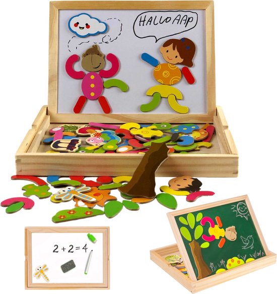 Puzzle en bois double face jouets créatifs pour enfants dessin