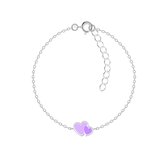 Joy|S - Zilveren hartje armband - 2 hartjes lila paars - 14 cm + 3 cm - voor kinderen