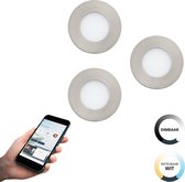 EGLO connect.z Fueva-Z Smart Inbouwlamp - Ø 8,5 cm - Grijs/Wit - Set 3 spots - Instelbaar wit licht - Dimbaar - Zigbee