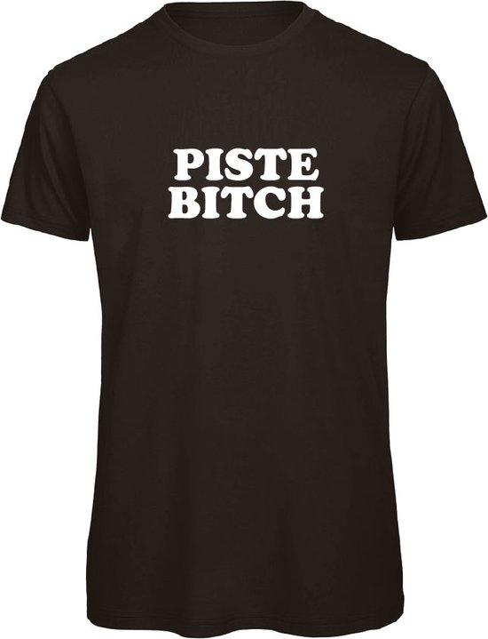 T-shirt zwart XL - Piste Bitch - soBAD. | Foute apres ski outfit | kleding | verkleedkleren | wintersport t-shirt | wintersport dames en heren