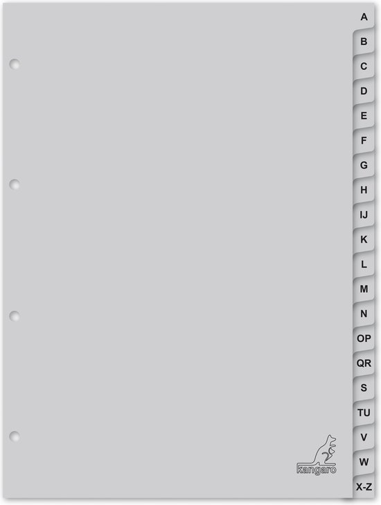 Kangaro A4 Register – 23-fach, 120 Mikron, 20-tlg. In Grau, PP-Material