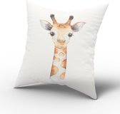 Kussen aquarel giraf-Kinderkamer decoratie-Kinderkamer accessoires-Kussen aquarel giraf wit-Kussen incl binnen kussen-maat 40x40