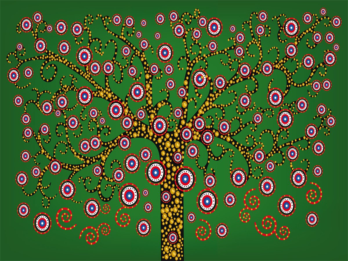 Fotobehang - abstractie: boom (groen).
